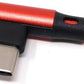 SYSTEM-S USB Type C 3.1 nylon cable to reversible USB interface Type A 2.0 90° angled in red 29 cm