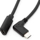 Cable USB 3.1 SYSTEM-S 100 cm Adaptador angular tipo C macho a hembra en color negro