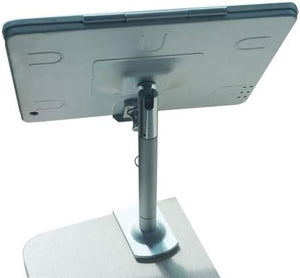 SYSTEM-S rod holder with lock fastening made of metal in grey for iPad Mini