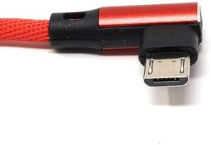 Cable Micro USB SYSTEM-S acodado hacia la izquierda para interfaz USB reversible tipo A 2.0 en rojo 98 cm