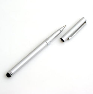 SYSTEM-S Stylus 2 in 1 ballpoint pen in silver for tablet PC smartphone