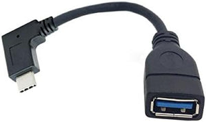 System-S OTG Host USB A 3.0 (female) zu USB 3.1 Type C (male) 90 grad Winkelstecker Adapter Datenkabel Kabel Verlängerung 11 cm