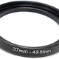 SYSTEM-S Objektiv Adapter 37 mm Gewinde zu 40,55 mm Step Up Ring in Schwarz für Filter