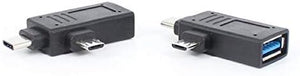 SYSTEM-S USB 3.1 Y Adapter Typ C + Micro Stecker zu 2.0 Typ A Buchse Kabel in Schwarz