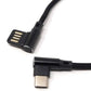 SYSTEM-S USB Typ C 3.1 Nylon Kabel auf umkehrbarer USB Schnittstelle Typ A 2.0 90° Grad gewinkelt in Schwarz 29 cm