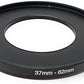 Lens adapter 37 mm thread to 62 mm step up ring in black for filters