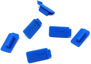 SYSTEM-S 6x USB Type A anti-dust protection cover made of silicone in blue