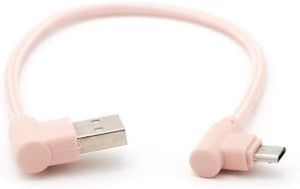 Câble micro USB 90° coudé vers USB 2.0 Type A 90° coudé 20 cm en rose