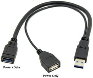 System-S USB 3.0 Type A male to USB 3.0 Type A female HDD hard drive cable with extra power USB 2.0 Type A female Y cable