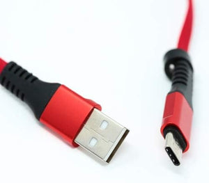 Câble System-S USB Type C 3.1 vers câble plat USB Type A 2.0 rouge 30 cm