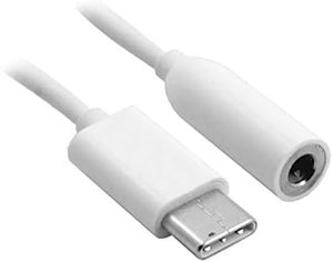 Cable de audio SYSTEM-S Adaptador de clavija jack de 3,5 mm a USB 3.1 Tipo C en color blanco