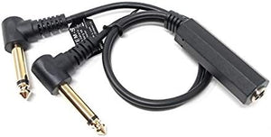 Audio Y cable 22 cm 6.35 mm stereo 2x jack plug to socket adapter black
