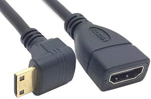 SYSTEM-S Mini HDMI Kabel Stecker 90° gewinkelt zu HDMI Buchse 16 cm