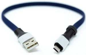 System-S USB A male to micro USB male cable flat cable 32 cm in blue