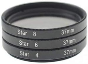 Lot de 3 filtres étoiles 37 mm avec filtre d'objectif clip en noir pour smartphone