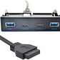 HUB USB System-S 2x Tipo A 3.0 y 2x Tipo C 3.1 montaje en panel a placa base Cable de conexión de 20 pines para bahía de disquete de 3,5"