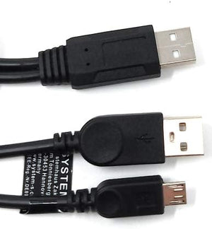 SYSTEM-S USB 2.0 Y cable 25cm type A plug to type A and micro B plug adapter black