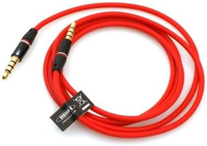 System-S 4 Pole 3.5 mm Jack Headset Stereo AUX Cable Extension 110 cm Red