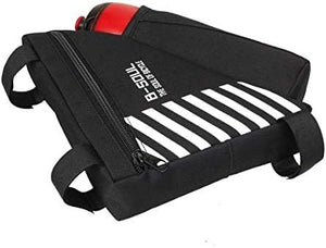 Bolsa para bicicleta con accesorio para portabotellas en blanco y negro