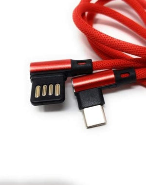 SYSTEM-S USB 3.1 Typ C 90° gewinkelt Winkelstecker zu USB 2.0 A Datenkabel Ladekabel Adapter Kabel 89 cm in Rot