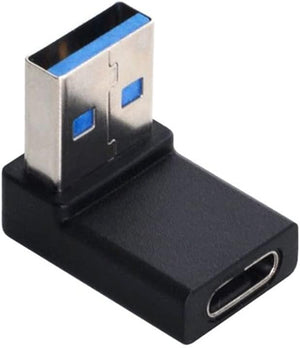 SYSTEM-S USB 3.1 Adapter Typ C Buchse zu 3.0 Typ A Stecker Winkel Kabel in Schwarz