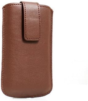 System-S Tasche Etui Sleeve Case Hülle mit Rückzugfunktion Ausziehhilfe Medium in Braun