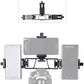 Triple holder with fasteners in black for camera microphone smartphone