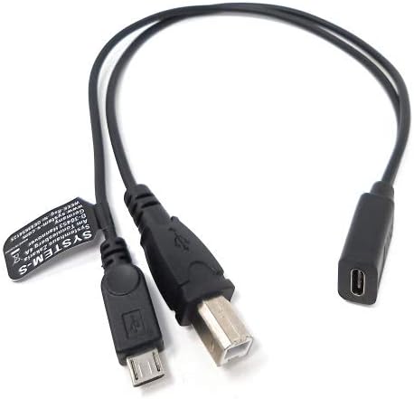 SYSTEM-S USB 3.1 Y cable 25 cm type C female to 2.0 type B and Micro B male adapter