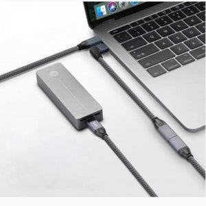 Cable USB 3.1 SYSTEM-S 20 cm Adaptador angular trenzado tipo C macho a hembra en color gris