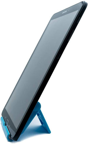 Soporte SYSTEM-S plegable ajustable en azul para tablet y smartphone