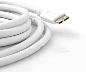 Cable de carga de datos Micro USB 3.0 System-S de 3 m de metro (USB 3.0 Micro-B) en blanco