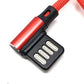 SYSTEM-S Micro USB Kabel links gewinkelt auf  umkehrbarer USB Schnittstelle Typ A 2.0 in Rot 98 cm