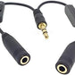 System-S Y cable stereo headphones 3.5 mm jack plug to 2 x 3.5 mm jack socket with separate volume control