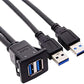 SYSTEM-S Cable alargador dual USB A 3.0 hembra a 2x USB A 3.0 macho toma incorporada 100cm