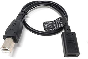 SYSTEM-S USB 3.1 Kabel 25 cm Typ C Buchse zu Typ B Stecker Adapter in Schwarz