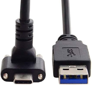 SYSTEM-S USB 3.1 cable 8 m type C plug to 3.0 type A plug screw angle black