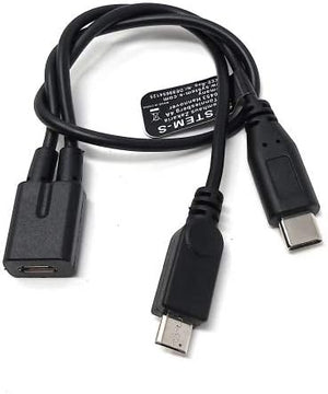 Cavo USB 2.0 a Y da 25 cm Micro B femmina a tipo C e adattatore Micro B maschio