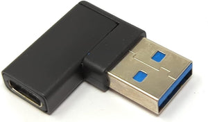 Adaptateur USB 3.1 type C femelle vers câble coudé 3.0 type A mâle en noir