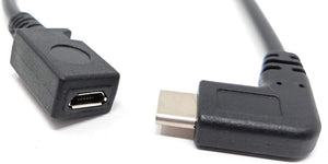 SYSTEM-S USB 3.1 Kabel 20 cm Typ C Stecker zu 2.0 Micro B Buchse Adapter in Schwarz