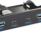 HUB USB System-S 2x Tipo A 3.0 y 2x Tipo C 3.1 montaje en panel a placa base Cable de conexión de 20 pines para bahía de disquete de 3,5"