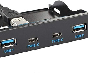 HUB USB System-S 2x Tipo A 3.0 y 2x Tipo C 3.1 montaje en panel a placa base Cable de conexión de 20 pines para bahía de disquete de 3,5"