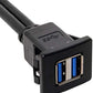 SYSTEM-S Dual USB A 3.0 female to 2x USB A 3.0 male extension cable built-in socket 100cm