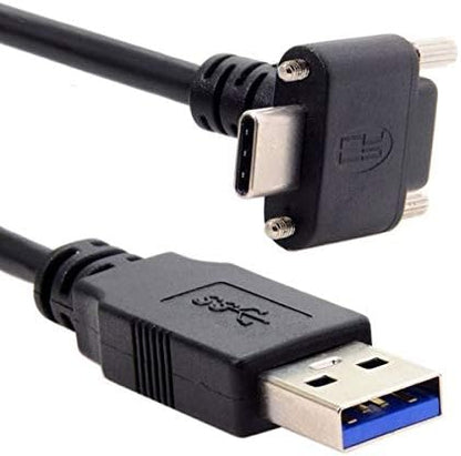 SYSTEM-S USB 3.1 Kabel 8 m Typ C Stecker zu 3.0 Typ A Stecker Schraube Winkel Schwarz