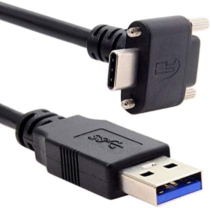 SYSTEM-S USB 3.1 cable 8 m type C plug to 3.0 type A plug screw angle black