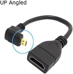 SYSTEM-S Micro HDMI upward angle plug 90° angled to HDMI input socket cable 15 cm