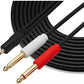 SYSTEM-S 3.5mm Klinke AUX TRS (male) auf Dual 6.35 mm Mono Stecker Stereo Audio Splitter Kabel