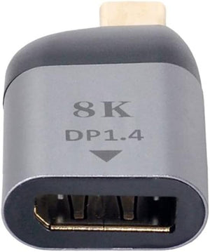 Adaptateur SYSTEM-S DisplayPort 1.4 femelle vers câble USB 3.1 Type C mâle en gris