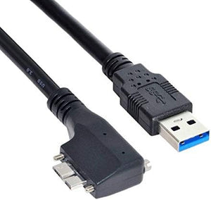 SYSTEM-S USB 3.0 Kabel 5 m Typ A Stecker zu Micro B Stecker Winkel Schraube in Schwarz