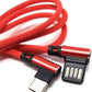 SYSTEM-S USB Type C 3.1 nylon cable to reversible USB interface Type A 2.0 90° angled in red 97 cm