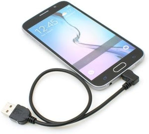 System-S Micro USB 2.0 Kabel gewinkelt 90 grad Winkelstecker (links/male) Adapter Datenkabel und Ladekabel 30 cm